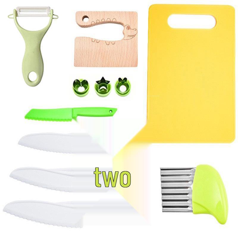 46-Piece Children's Safe Kitchen Set: Plastic Fruit & Vegetable Knives with Embossing Molds and Baby Food Tools. Multiple Styles Available.
