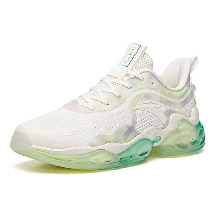 Anta Cushioning Support Balance Low Top Running Shoes Men Sneakers White Green 112035501-2