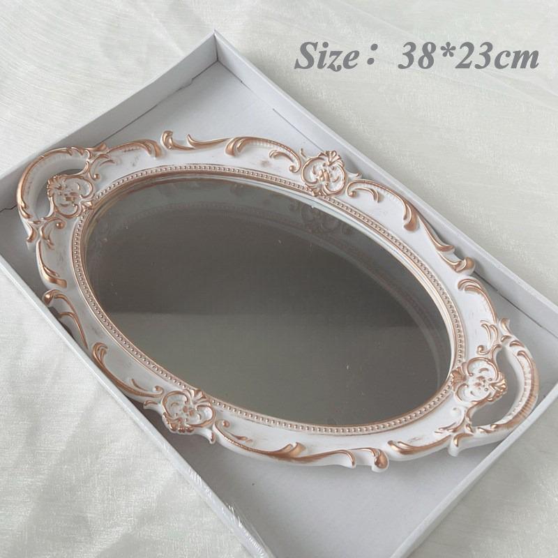 European Style Retro Carved Mirror Exquisite Golden Jewelry Tray Multifunctional Wall Mounted Mirrors for Room Decoration 2025