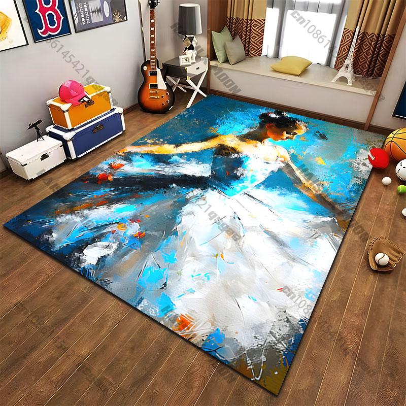 Elegant Ballet Dancer In Motion Carpet Yoga Living Room Room Decor Children's Crawling Mat Doormat Area Rug Games Mat