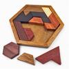 Hexagonal Wooden Puzzles IQ Game Educational Toys For Children Kids Adults Tangram Board IQ Brain Teaser