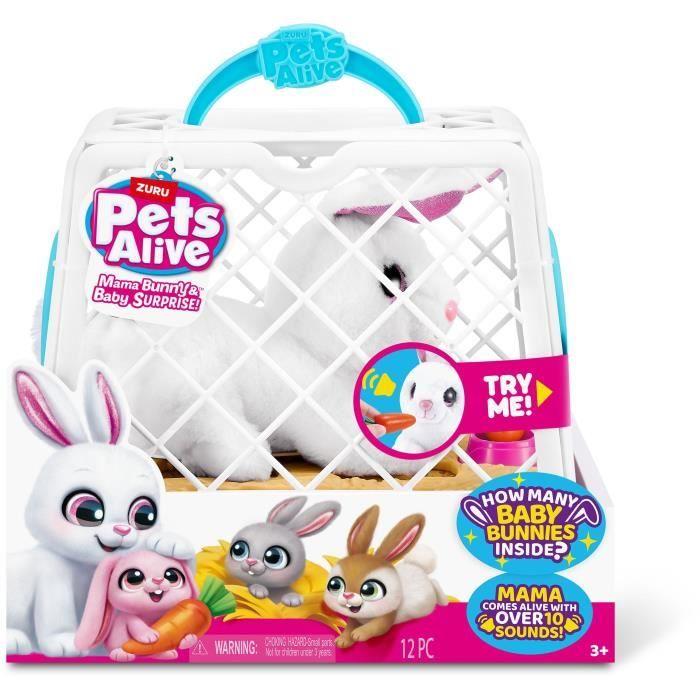 Interaktives Spielzeug - ZURU - PETS ALIVE Mama Hase & Baby - Quietschehase - 10 Geräusche - Überraschungsbabys