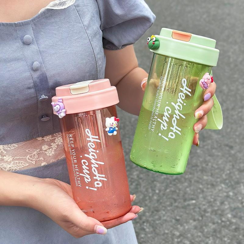 New Large Capacity Straw Plastic Water Bottle With Tea Infuser Filter Cute Portable Drinking Bottle Coffee Mugs Juice Milk Cup