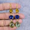 Peridot, Blue Topaz Gemstone 925 Sterling Silver Jewelry Earring 2.99" M-2648