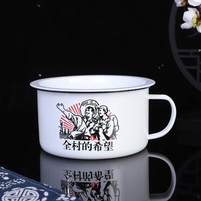 1300 ml Emaye Anında erişte kasesi Kolu Emaye Kupa 1970 s Retro Tarzı yemek kabı Hediye