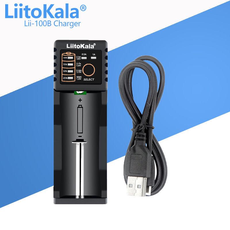 LiitoKala Lii-100B Single Slot Lithium Battery Charger for 18650, 26650, 21700 Batteries