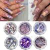 Nail Glitter, Lavender Purple Aurora Opal Sequin Glitter 6-Color Set Nail Glitter
