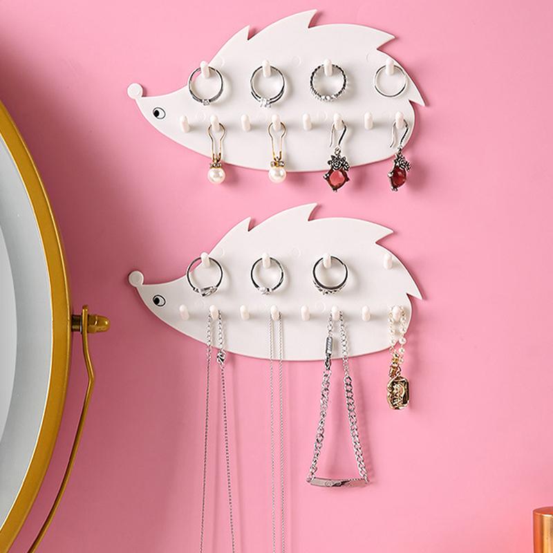 

Милый ежик в форме липкого крючка многофункциональная вешалка для ювелирных изделий настенное хранение ключ ожерелье стойка для хранения белый