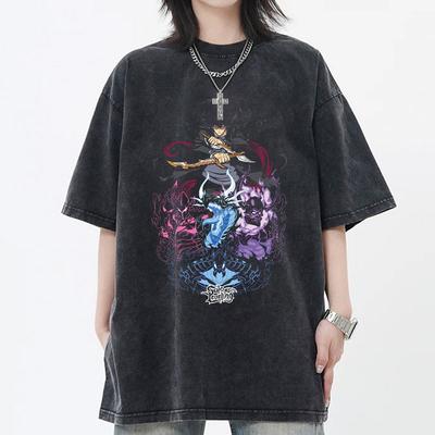 Anime Solo Leveling Sung Jin-Woo Beru Igris Print T-Shirt Herren Vintage Baumwoll-T-Shirts Lässig Locker Gewaschenes T-Shirt Harajuku T-Shirt