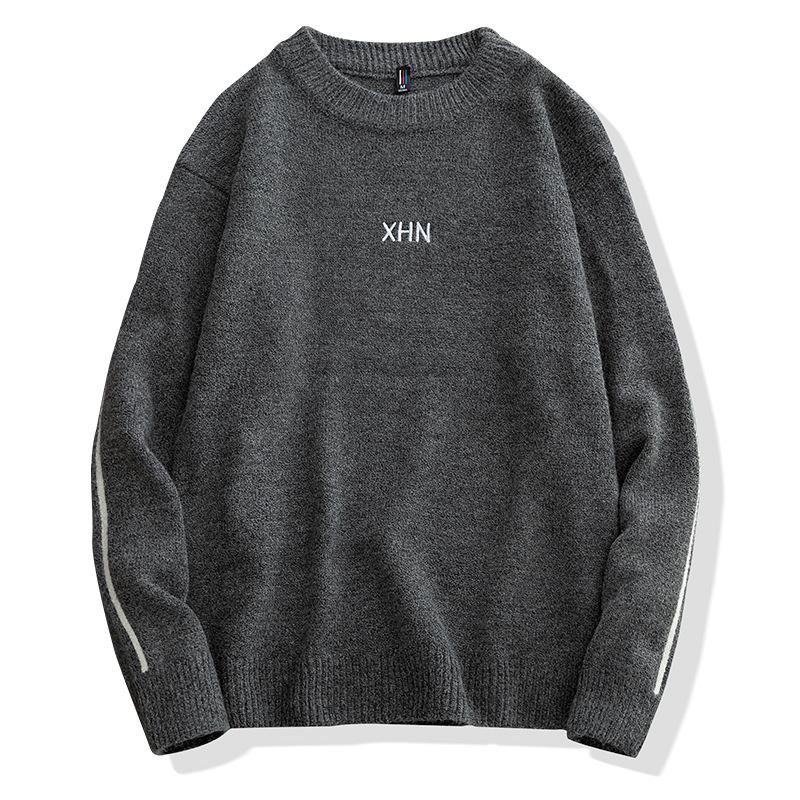 Winter Men 'S Round Neck Thicken Sweater Loose Knitwear Sweater Warm Bottoming Shirt 