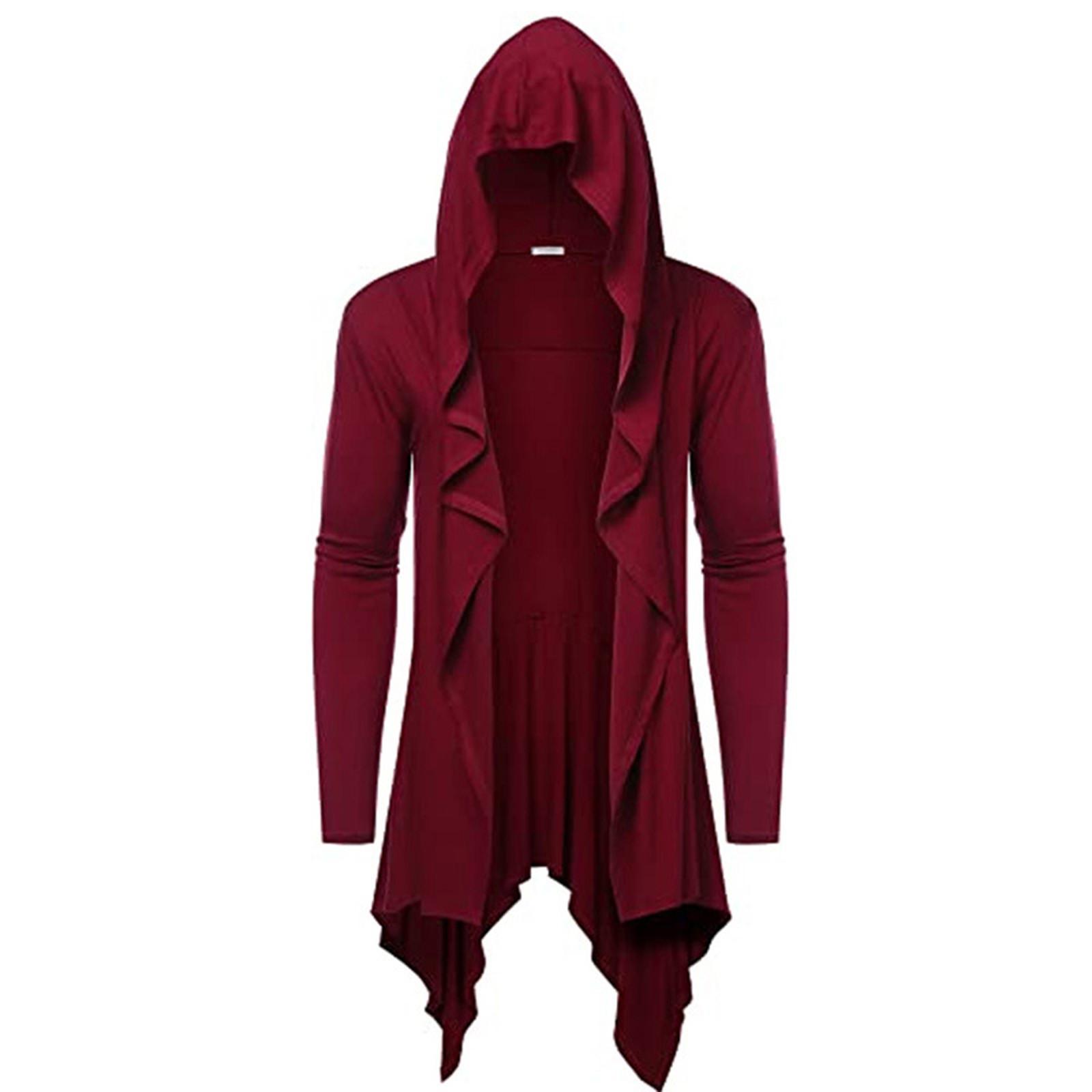 

Fashionable Halloween Retro Hooded Jacket Long Cardigan Pleated Shawl M винний