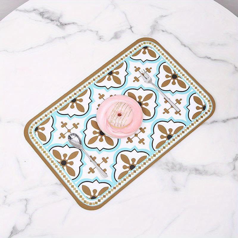 Scandinavian Countryside Placemats - Heatproof Waterproof Table Decor, Luxury Square Floral Print Coasters for Dining & Kitchen