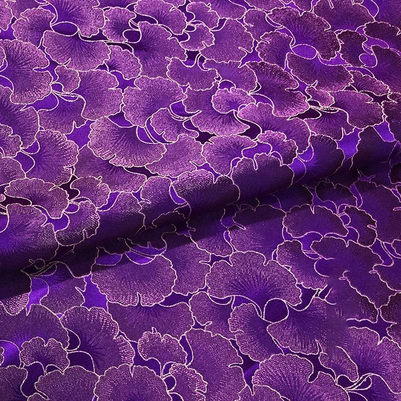 100*75cm Ginkgo Pattern Jacquard Brocade Fabrics For Satin Dress Designer Sewing Cheongsam Kimono Garment Diy Patchwork Material