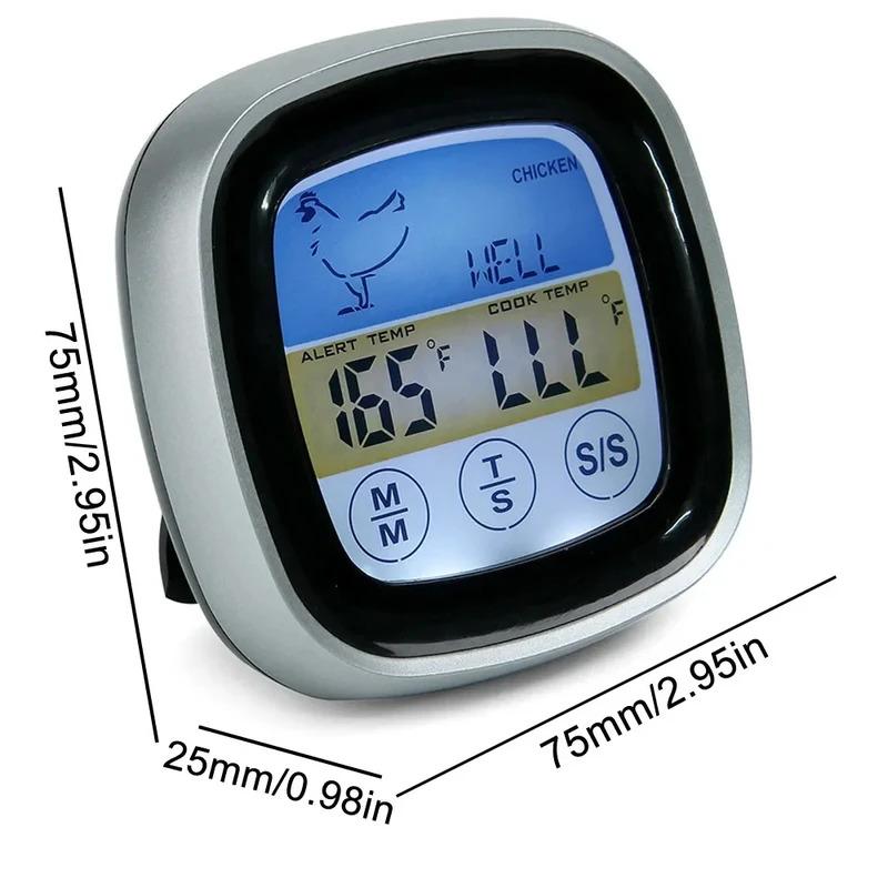 Digital Kitchen Thermometer Probe Touch Screen BBQ Meat Beef Food Temperature Measure Tool Steak BBQ Timer Cooking Tools