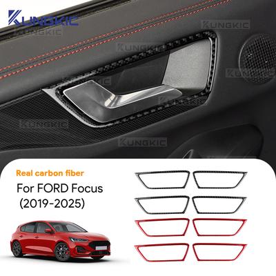 Real Soft Carbon Fiber For Ford Focus MK4      2024 2025 Focus ST Car Interior Door Inner Bowl Frame Sticker
