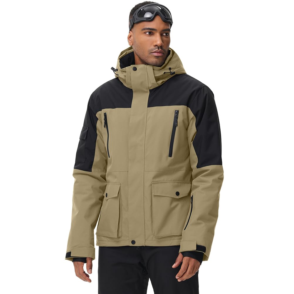 HOTIAN Snowboard and Ski Wear Water Resistant 13 5 Sizes Cold Jacket and Pants Men's Set, (10,000mm), Colors, (M-3XL), Water-Repellent, Weather,