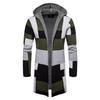 Men's Hooded Solid Knit Patchwork Coat Jacket Cardigan Long Sleeve Tops Blouse