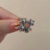 Y2K Style Crystal Pentagonal Star Ring for Women Romantic Moon Hollowed Out Star Personality Metal Finger Rings Fashion Jewelry