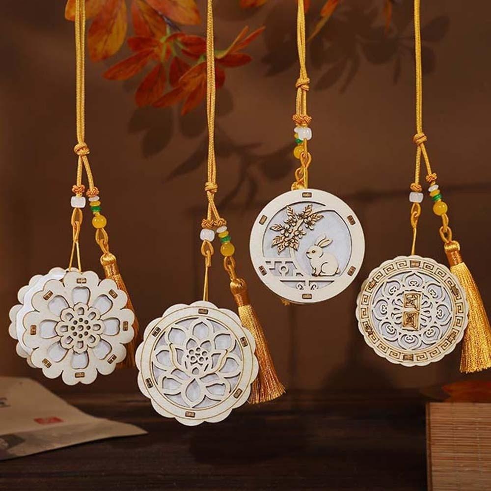Luminous Wooden Mooncake Lantern Handmade Glow Festival Decor Pendant  Chinese New Year
