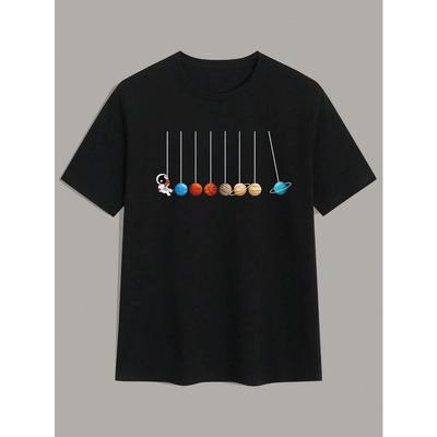 Cartoon Planet Men Cotton T-shirt Luxury Brand Fashion Big Size Top Casual Short Sleeve Streetwear Classic New Arrival Tee S-4XL