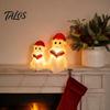 Warm Light Bedroom Decor Cute Ghost Reading Book Lamp, Christmas Resin Figurine with Santa Hat, Holiday Home Ornaments Lighted Halloween Night