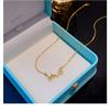 Women Fashion Crown Love Inlaid Diamond Titanium Steel Pendant Clavicle Necklace