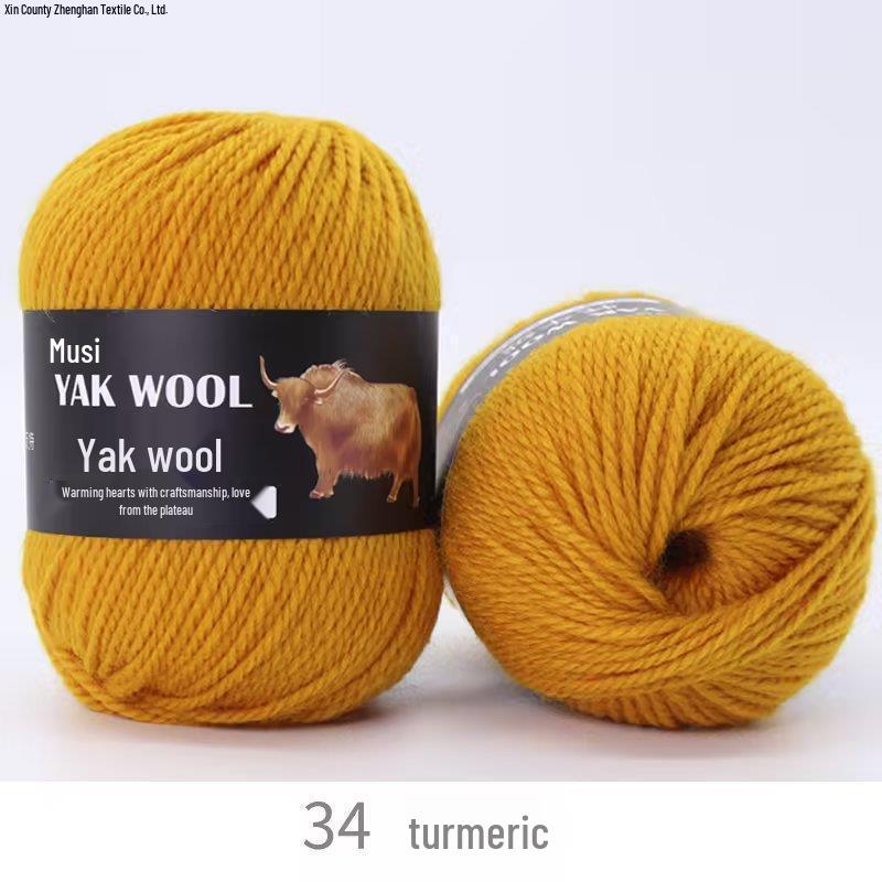 Yak Wool 3-Ply Hand-Knitted Medium-Thick Yarn for Sweaters, Coats, Scarves, and Hats (DIY).