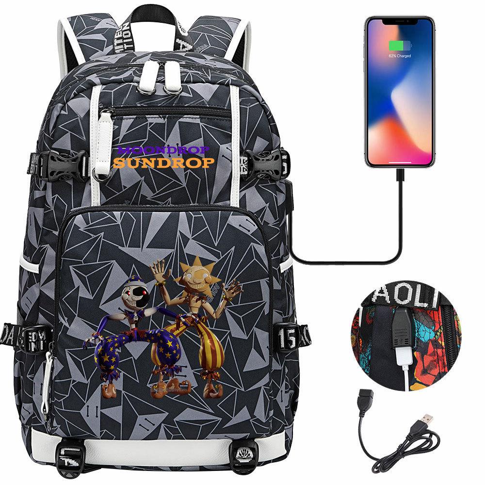 Game Moon Sun Print Backpack for Teens Students Boys Girls Casual Large Capacity Travel Daypack