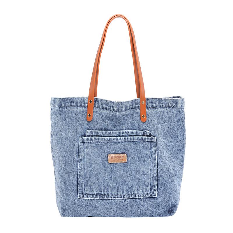 Women's Denim Shoulder Bag Large Capacity Tote Bag Fitness Purses for Women Vintage Handbags Hobo Tote Bag Canvas Satchel for Work Travel Shopping