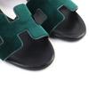 HERMES Mule Oasis H motif velour and leather sandals Velor Women 37.5 232162Z Used