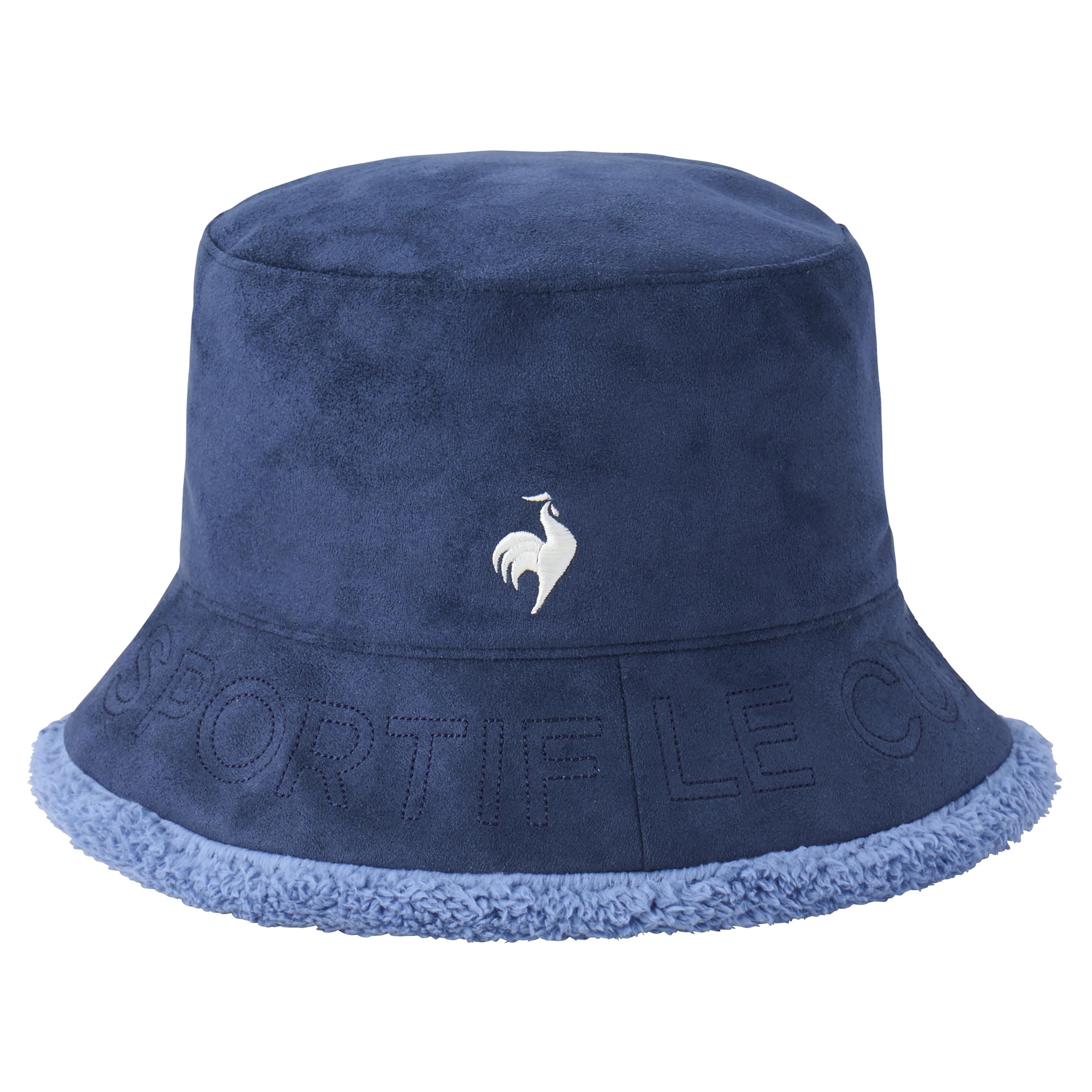 

Le Coq Sportif Golf Reversible Bucket Hat with Boa for Navy x Blue Fabric, Cute, Golf, Women s, LG4FCP72L,
