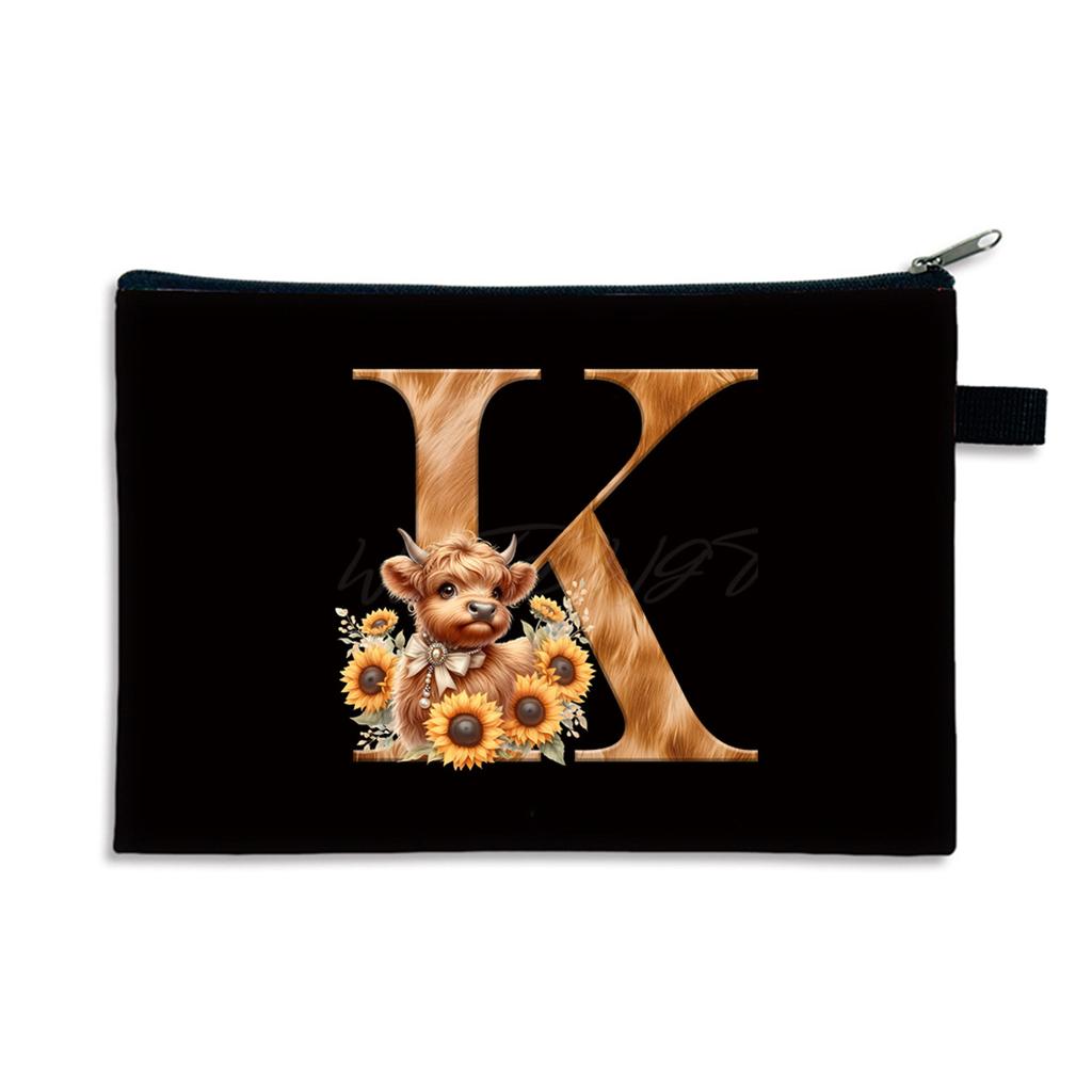 26 letter print size change bag Oxford cloth zipper storage bag Student portable pencil case