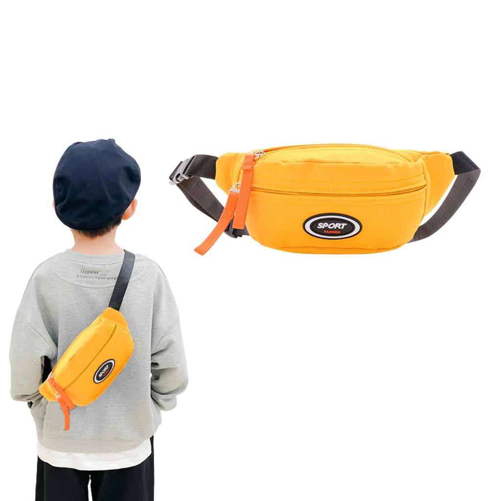 Popscotch Waist Crossbody Shoulder Bag for Boys and Lightweight and Easy to Closure Pouch, Kids, Girls, Carry, Two-Zipper (Yellow)