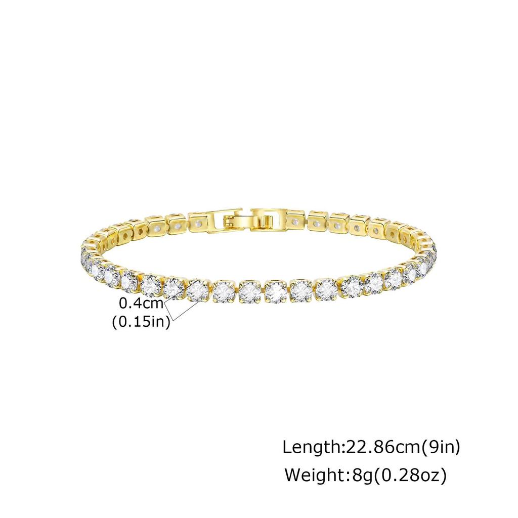 Vnox Tennis Bracelets for Women, 4mm Width Cubic Zircon Gold Silver Color Link Chain, Sparkly Luxury Stacking Party Jewelry Gift