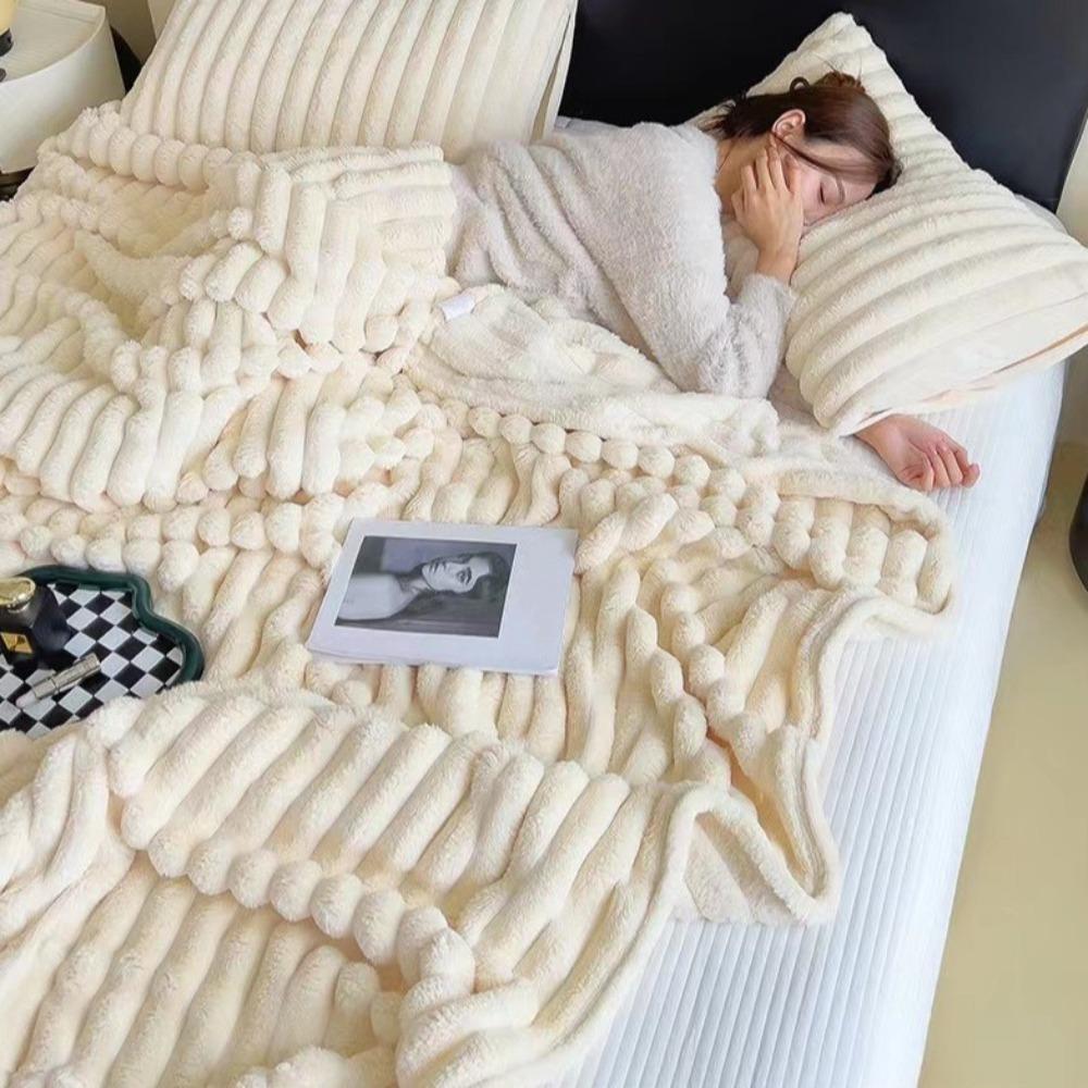 Plush Nap Blanket 200x150cm Bed Sheet Cover Blanket Simple Faux Rabbit Fur Blanket Living Room