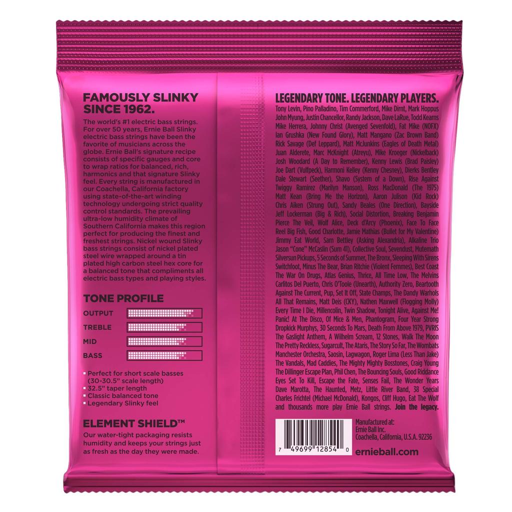 Ernie Ball 2854 Short Scale Bass Strings SHORT SCALE SUPER SLINKY BASS Super Slinky [Genuine Product] (40-100)