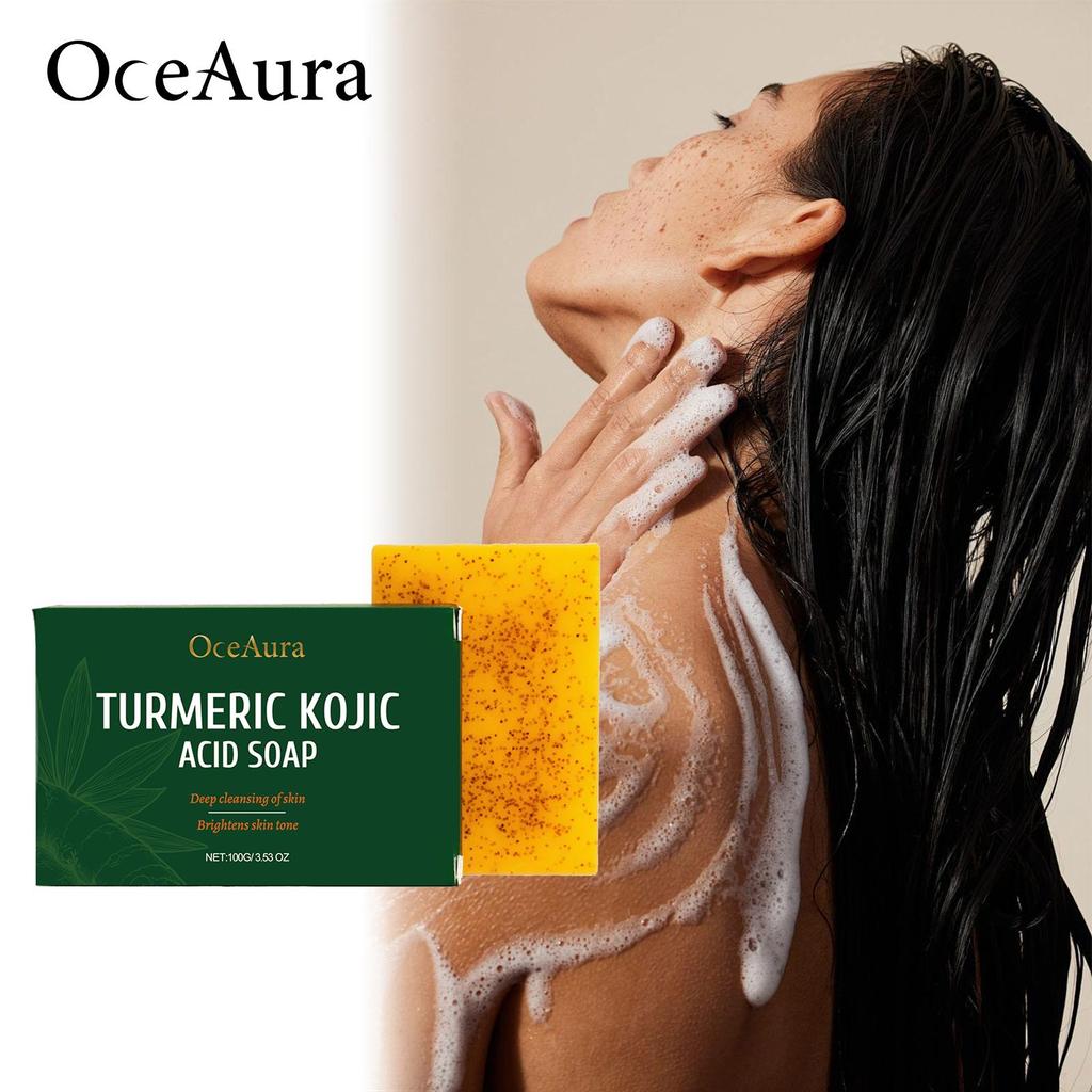 Rozjasňující mýdlo s kurkumou a kyselinou kojovou Odstraňovač tmavých skvrn Hloubkově čisticí Hydratační Sjednocuje tón pleti Ručně vyráběné mýdlo Péče o pleť
