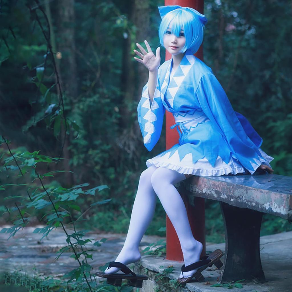 [Milky Time] Touhou Cirno Cosplay Costume with Wig, Anime Costume, Halloween, Touhou Project