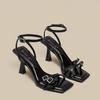 High heels high heels sandals women's word with French 2024 spring summer autumn square heel fashion versatile