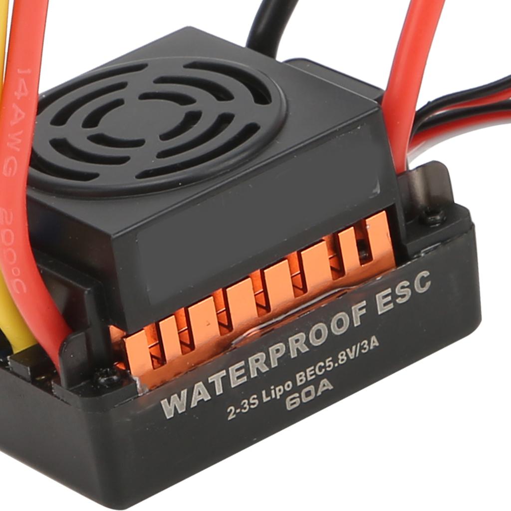 3650 3100KV Brushless Motor with Heat Sink and 60A Waterproof Electronic Speed Controller Set for 1/10 RC Car