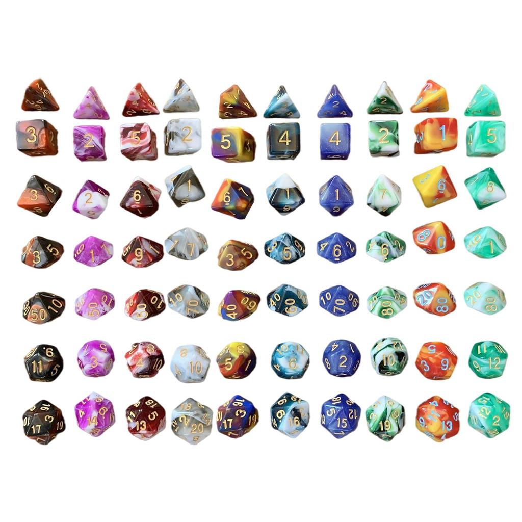 7pcs/set Colors Acrylic Polyhedral Dice Set D4 D6 D8 D10 D12 D20 7-Die Astrology Dice Props for DND Family Games Table Games