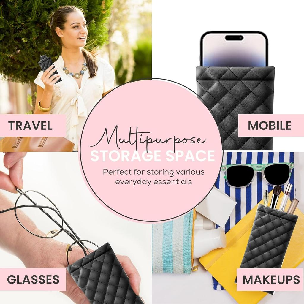 Soft Sunglass Case - Pu Leather Sunglass Pouch Convenient Sunglass Travel Case 2 Pack