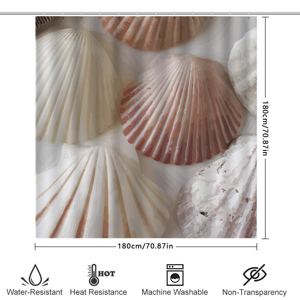 Seashell Pattern Shower Curtain Soft Fabric For Bathroom Decorations
