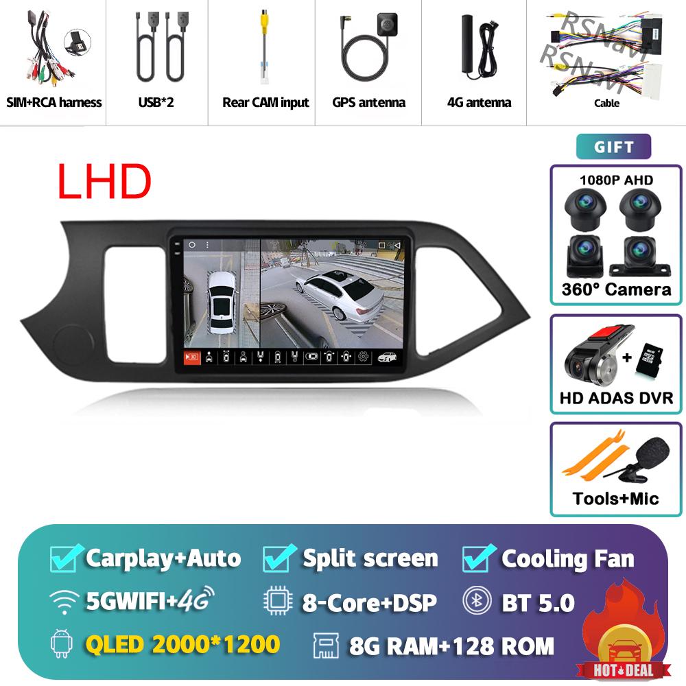Android 14 Carplay Car Radio For Kia Morning 2 Picanto 2011 - 2017 Multimedia Video Player Navigation GPS Stereo Head Unit Auto