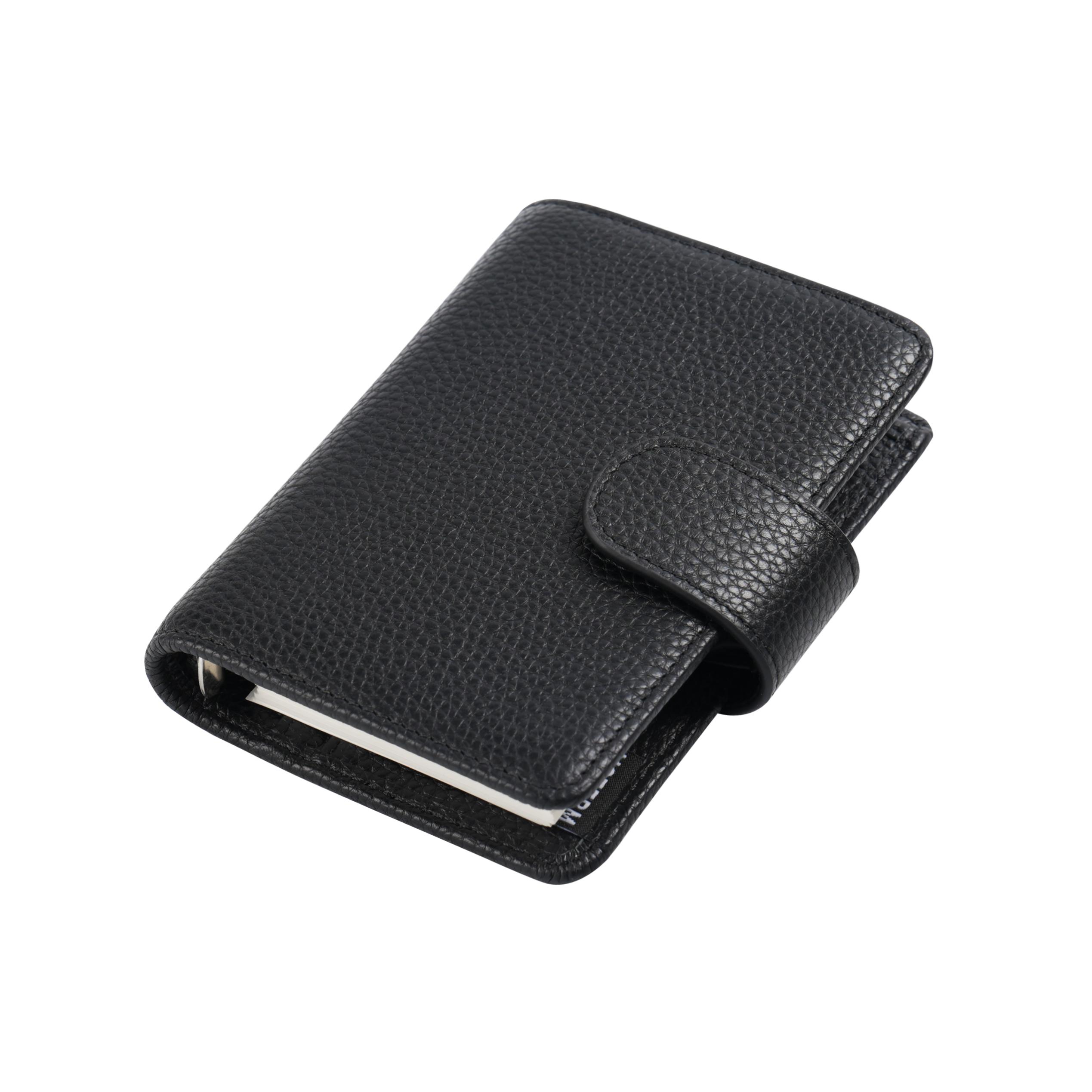 

Moterm Regular A8 / M5 Size Rings Planner Pebbled Grain Cowhide 5-hole Mini Notebook with 15 MM Rings Organizer Journey Diary