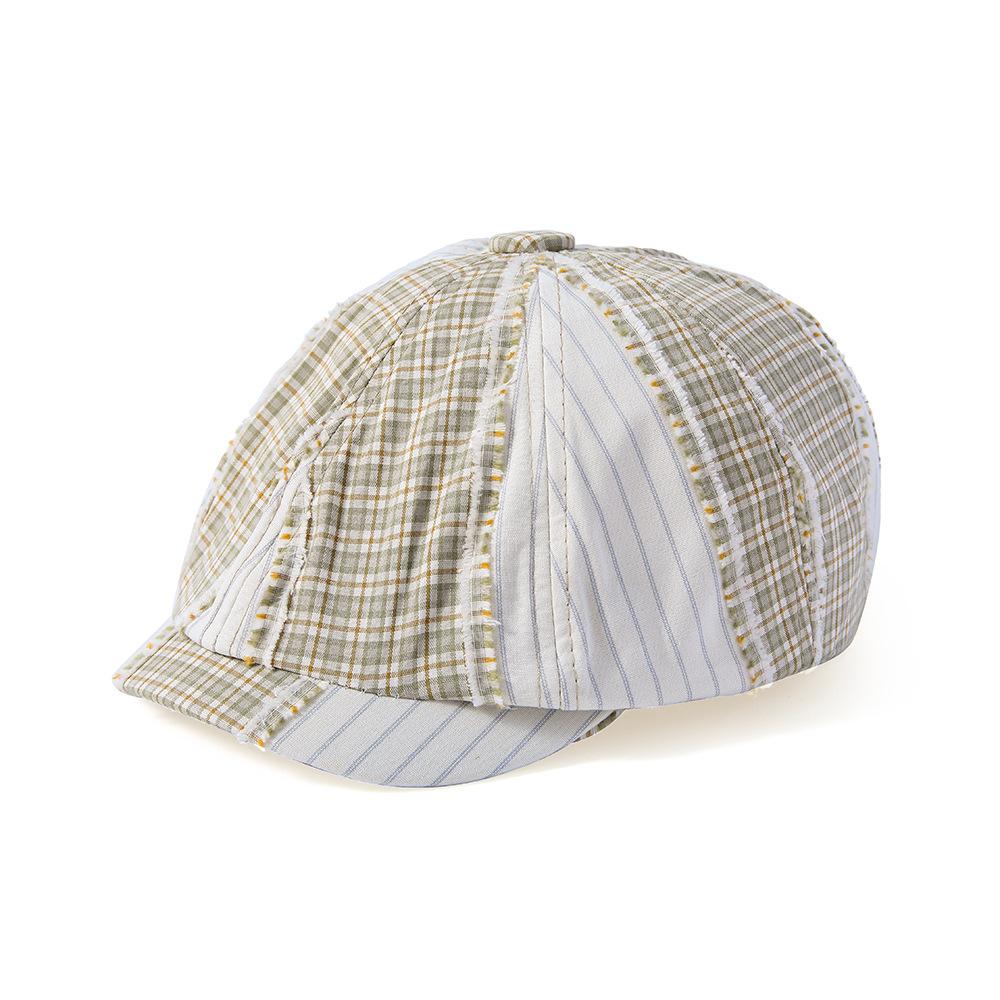 

Весна-лето Легкая клетчатая шляпа Forward Мужская винтажная полосатая шляпа с рисунком Кепка Newsboy бежевый