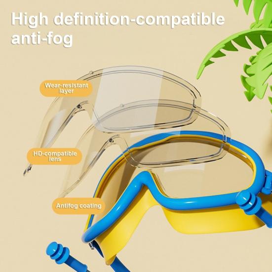 Kids Swim Goggles with Nose Clip Waterproof No Leakage UV Protection Clear Lens Boys Girls Silicone Goggles Scuba Diving Snorkeling