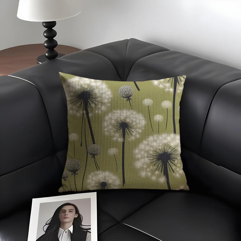 Dandelion Fashion Cushion Cover Natural Linen Organic Fabric DoubleSided Printing Sofa Home Decor Gift Pillow Case