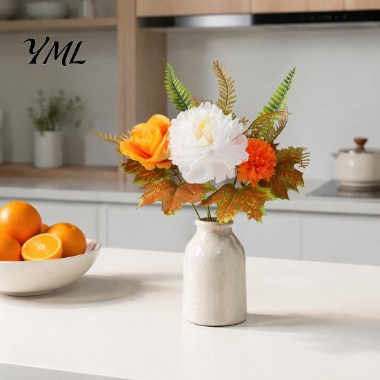 Realistic Faux Flowers for Modern Home Artificial Fall Flowers, Silk Flower Arrangement, Bouquet Decorative Greenery Living Room Decor Wedding