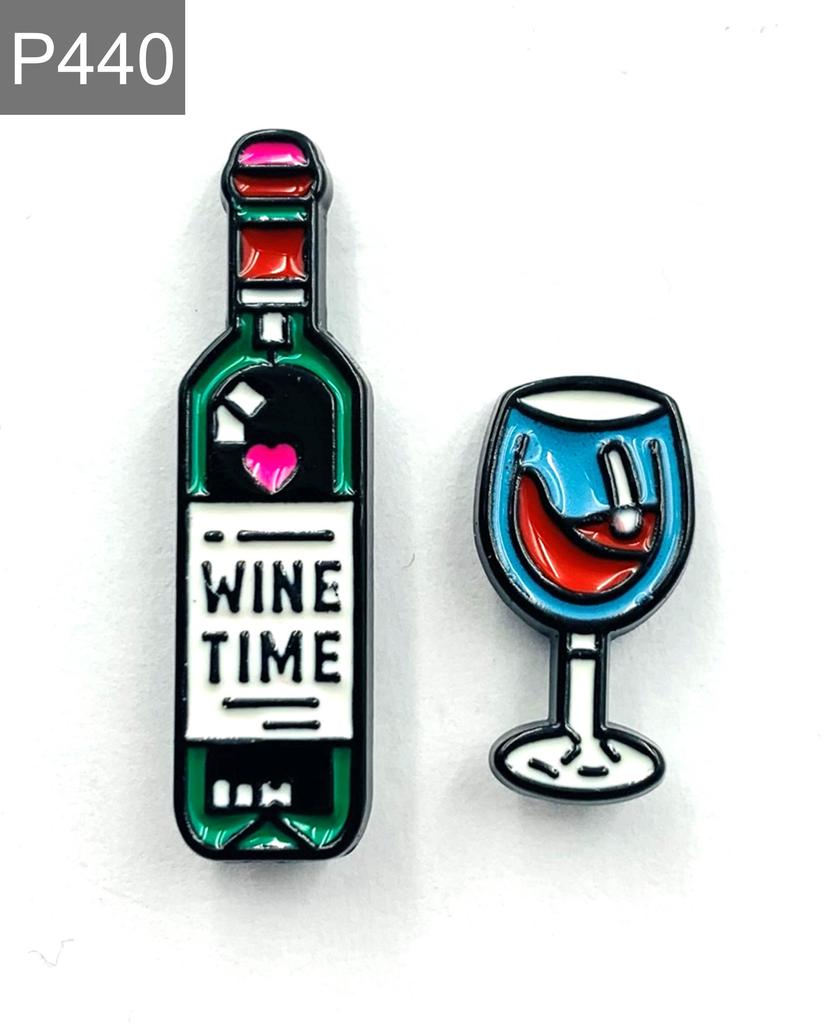 New Enamel Pin Wine Wine Glass Red Wine Love Metal Plug 2 Pieces